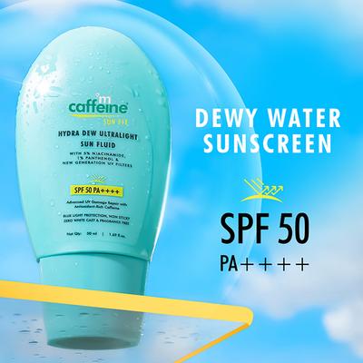 Mcaffeine Hydra Dew Ultralight Sun Fluid SPF 50 PA++++ UVA, UVB Blue Light Protection 50 ml - Body Sunscreen