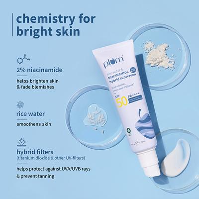 Plum 2% Niacinamide & Rice Water Hybrid Face Sunscreen With Spf 50 Pa+++ 50 gm - Face Sunscreen