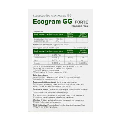 ECOGRAM GG FORTE LACTOSE & GLUTEN FREE NATURAL VANILLA FLAVOUR Sachet 1g - Diarrhoea-Ant