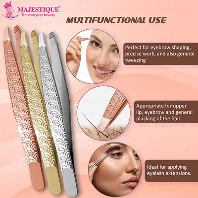 Majestique Slant Tip Tweezer, 3D Touch Eyebrow Plucker for Threading and Facial Hair 1's - Tweezers