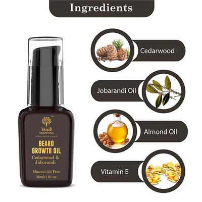 Khadi Essentials Beard Growth Oil with Swiss Actives Jaborandi for Thicker Beard Growth 30 ml - Beard Oil