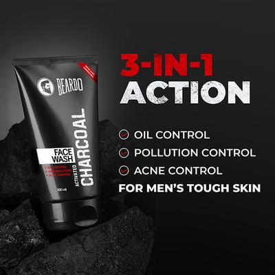 Beardo 3-in-1 Face Wash - Activated Charcoal 100ml - Face Wash & Cleansers