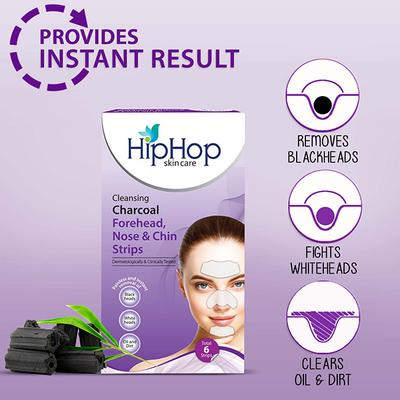 HipHop Charcoal Forehead, Chin, Nose Blackhead Remover Strips 6's - Face Wash & Cleansers