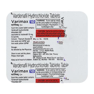 VARIMAX 10mg Tablet 4's - Impotence/Erectile Dysfunction (Ed)