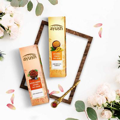 Lever Ayush Natural Fairness Saffron Face Cream, Improves complexion with golden glow 50 gm - Face Moisturizers