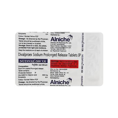 NUDIVAL XR 500mg Tablet 10's - Epilepsy/Convulsion-Ant