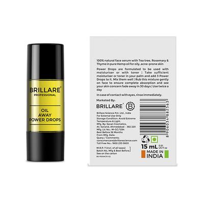 Brillare Professional Oil Away Power Drops, 100% Natural Face Serum with Tea Tree and Rosemary 15 ml - Face Serum