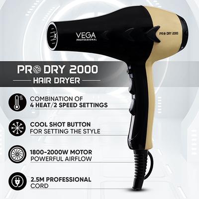 VEGA Professional Pro Dry 1800-2000W Hair Dryer for Salon Professionals & Home, (VPVHD-04) 1's - Hair Dryers
