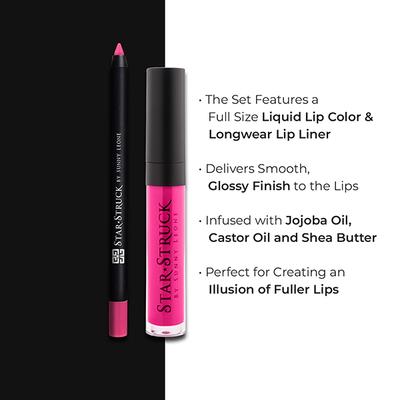 Star Struck By Sunny Leone Foxy Fuchsia Lip Kit (Lip Gloss + Lip Liner) 2's - Liquid Lipsticks