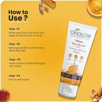 OxyGlow Herbals Ubtan Face Scrub With Turmeric, saffron & Almond 100 ml - Face Scrubs