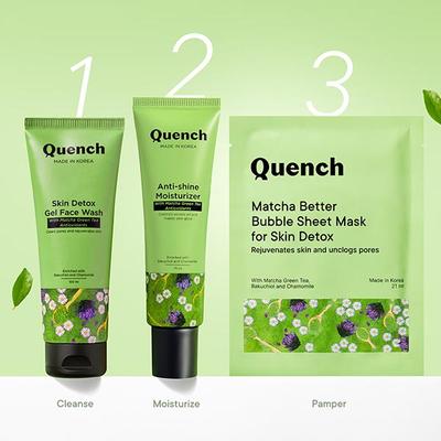 Quench Botanics Matcha Green Tea Face Wash Detoxifies and Purifies Skin for Oil & Acne Control 100 ml - Scrubs & Exfoliants