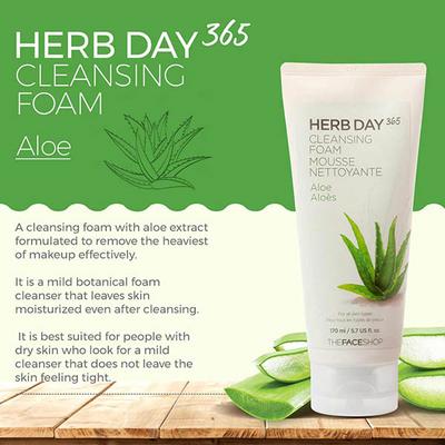 The Face Shop Herb Day 365 Cleansing Foam Aloe 170 ml - Face Scrubs