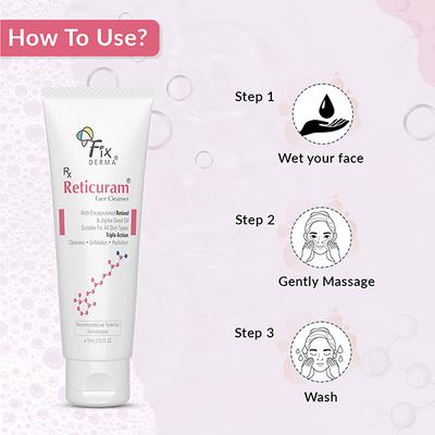 Fixderma 0.05%Retinol Reticuram for All Skin TypesRegulates Sebum Production Deep Pore Cleanser-75ml - Face Wash & Cleansers
