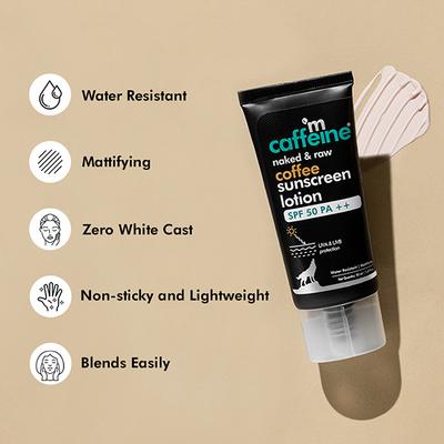 mCaffeine Pollution & Sun Protection Kit - Coffee Face Scrub, Face Wash & SPF 50 PA++ Sunscreen Lotion 250 ml - Face Sunscreen