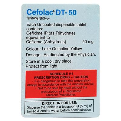 Cefolac DT 50mg Tablet 10'S - Bacterial Infections-Cep