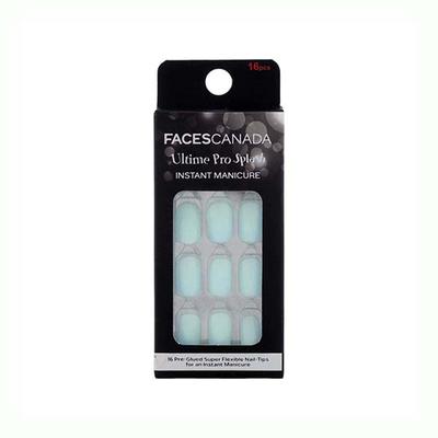 Faces Canada Ultime Pro Splash Instant Manicure - Minty , Press On Nail Extensions - 16 Pcs 1's - Nail Art