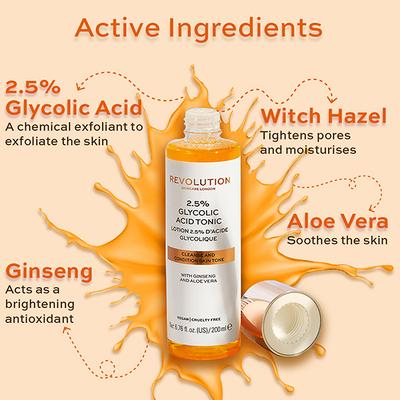 Revolution Skin 2.5% Glycolic Acid Tonic 200 ml - Skin-Treatment