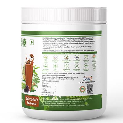 INLIFE Plant Protein Powder - Chocolate Flavour 500 gm - Protein Drink