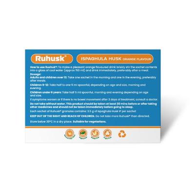 Rusan Ruhusk Ispaghula Husk 3.5 g Sachets - Orange Flavour 30's - Indigestion/Constipation