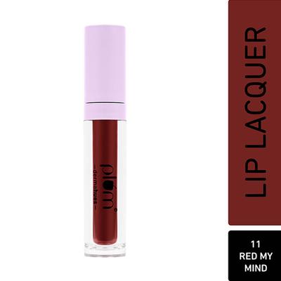 Plum Glassy Glaze Lip Lacquer 3-In-1 Lipstick + Lip Balm + Gloss 11 Red My Mind 4.5 ml - Liquid Lipsticks