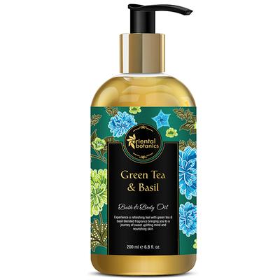 Oriental Botanics Bath & Body Oil - Green Tea & Basil 200 ml - Massage Oils