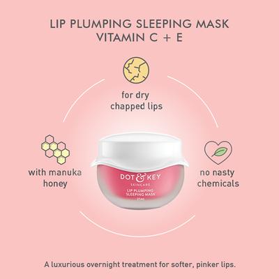 Dot & Key Lip Plumping Sleeping Mask Vitamin C + E 21 ml - Lip Balms