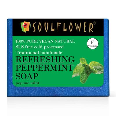 Soulflower Refreshing Peppermint Soap 150 gm - Shower Gels & Body Wash