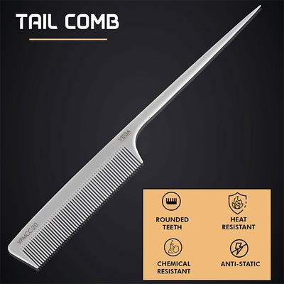 Vega Professional Tail Comb (Carbon Anti-Static White Line Hair Comb) (VPMCC-20) 1's - Hair Combs
