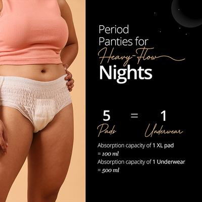 Carmesi Disposable Period Panties (M-L), 360 degree All-Night Protection for Super Heavy Flow 4's - Panty Liners