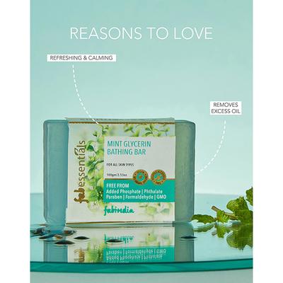 Fabessentials Mint Glycerin Bathing Bar 100 gm - Soaps