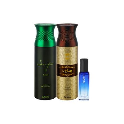 Ajmal Sacrifice Ll Him & Wisal Dhahab Deo & Yearn EDP Pack of 3 420 ml - Perfumes (Edt/Edp)