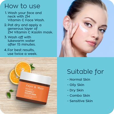 Zayn & Myza Vitamin C Kaolin Face Mask 50 gm - Masks & Peels