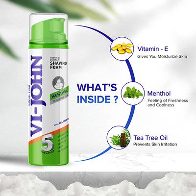 Vi-John Shaving Foam - Menthol - Pack of 2 x 200 ml - Shaving Foams