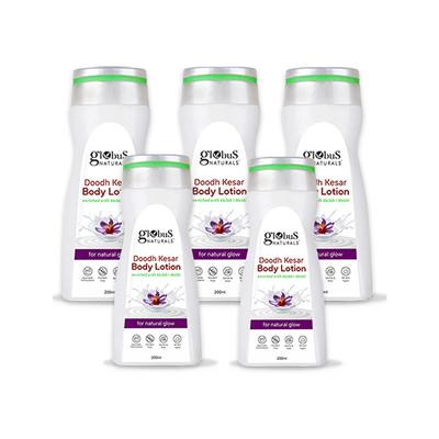 Globus Naturals Doodh Kesar Body Lotion, Enriched with Gulab and Haldi, for Natural Glow, 200ml each 5's - Creams, Lotions & Oils