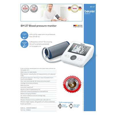 Beurer Upper Arm Blood Pressure Monitor (BM 27) - Blood Pressure Monitors