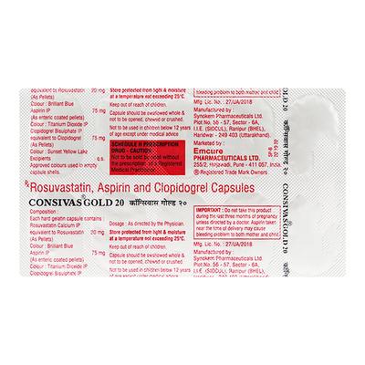 Consivas Gold 20Mg Capsule 10's - High Cholesterol-Dys