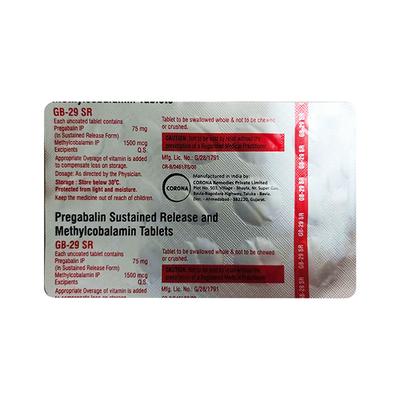 GB 29 SR Tablet 15's - Neuropathic Pain-Dru