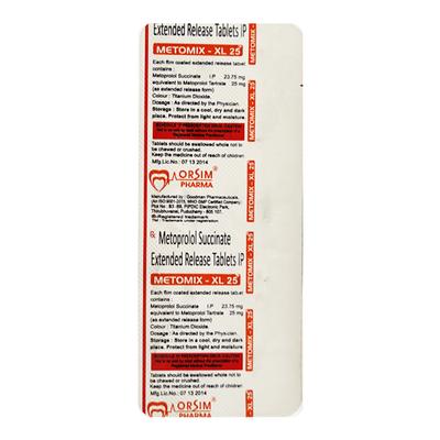 METOMIX XL 25mg Tablet 10's - Hypertension-Bet