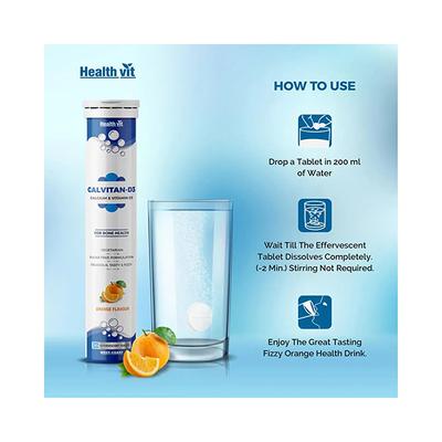 Healthvit Calvitan-D3 Effervescent Tablet - Orange Flavour 20's - Calcium And Minerals