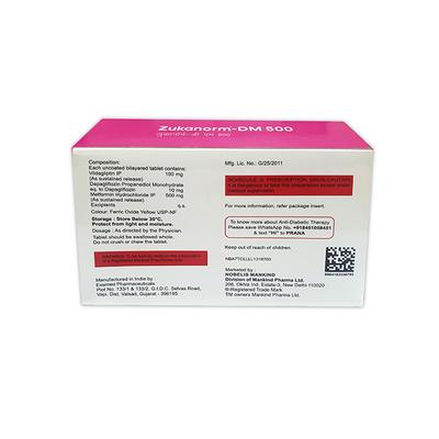 ZUKANORM DM 500 Tablet 10's - Diabetes-Ant