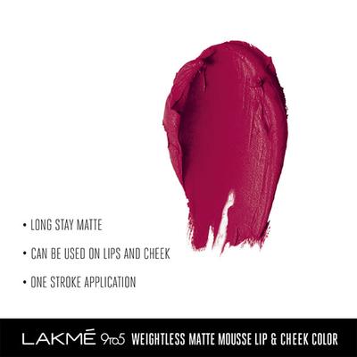 Lakme 9 To 5 Weightless Lip & Cheek Color Pink Lace 9 Gm - Lipsticks
