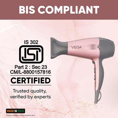 Vega Go Pro 2100W Professional Hair Dryer For Men & Women With 2 Speed/3 Temperature Settings, (Vhdh-25) - Hair Dryers