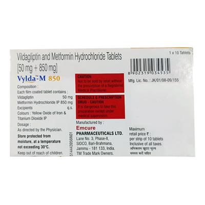 VYLDA M 850mg Tablet 10's - Diabetes-Ant