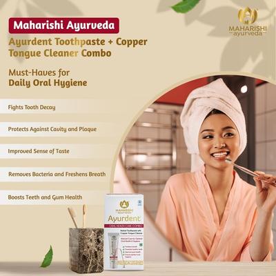 Maharishi Ayurveda Ayurdent Herbal Toothpaste 75 ml & Copper Tongue Cleaner Combo Pack - Toothpaste