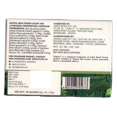 Kapiva Skin Foods Glow Mix (Pack of 30 x 3 g) - Personal Care (Ayush)