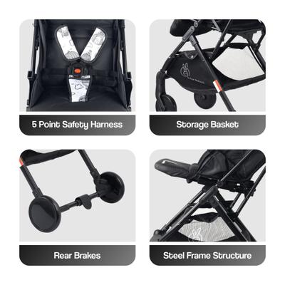 R for Rabbit Pocket Stroller Lite Stroller - Black & White 1's - Baby Safety