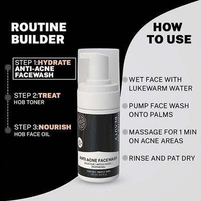 House of Beauty Anti Acne Foaming Facewash For Oily & Combination Skin with Salicylic 100ml - Face Wash & Cleansers