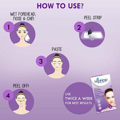 HipHop Charcoal Forehead, Chin, Nose Blackhead Remover Strips 6's - Face Wash & Cleansers