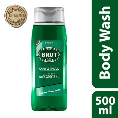 Brut Original All-In-One Hair & Body Shower Gel + Loofah 500 ml - Shower Gels & Body Wash