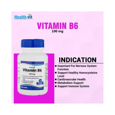 Healthvit Vitamin B6 100 MG-Capsules 60's - Multi-Vitamins